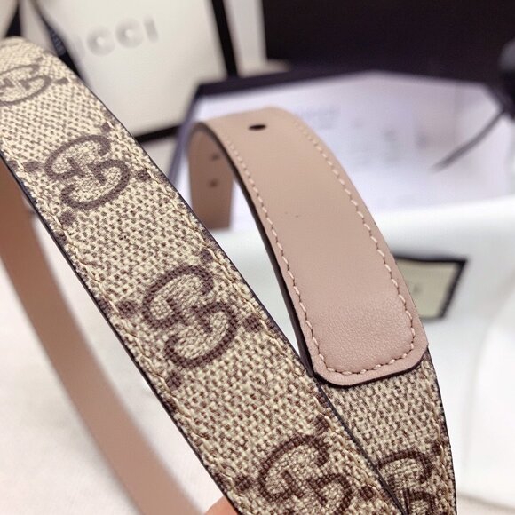 2 cm Gucci Monogram Fashion Double G Buckle GG Belt Tan 90/36 - Picture 7 of 9